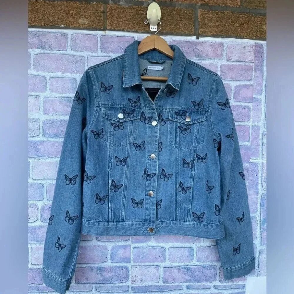 SAMANTHA SIPOS Good Vibes Denim Jacket large - Picture 4 of 13